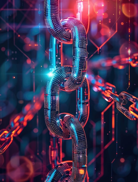 Renderización 3D de la tecnología blockchain