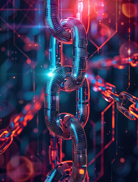 Renderización 3D de la tecnología blockchain