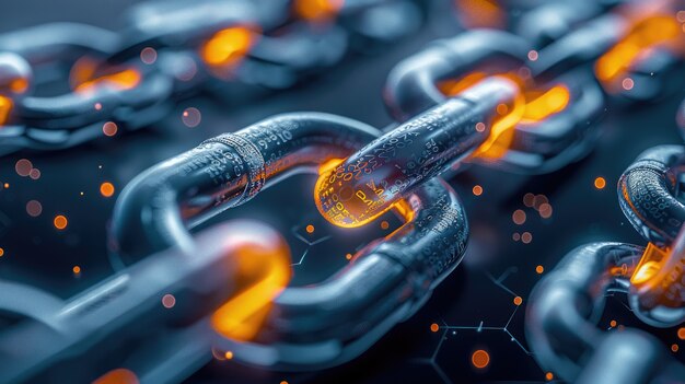 Renderización 3D de la tecnología blockchain