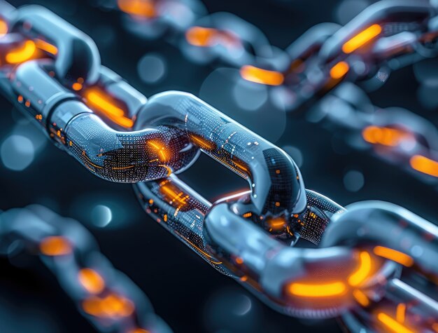 Renderización 3D de la tecnología blockchain