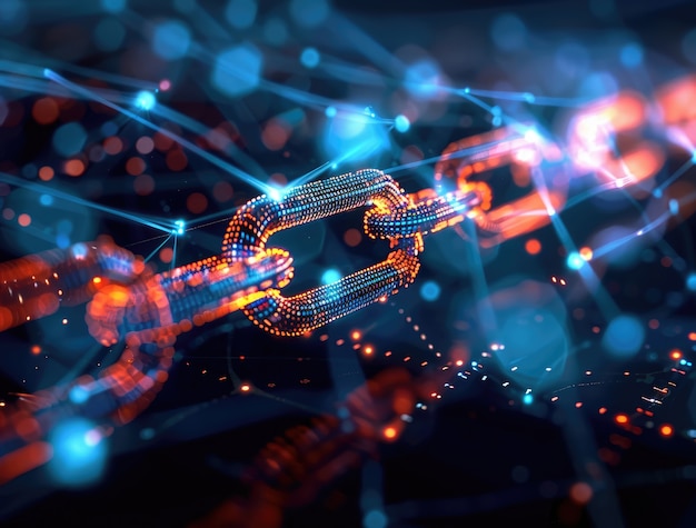 Renderización 3D de la tecnología blockchain