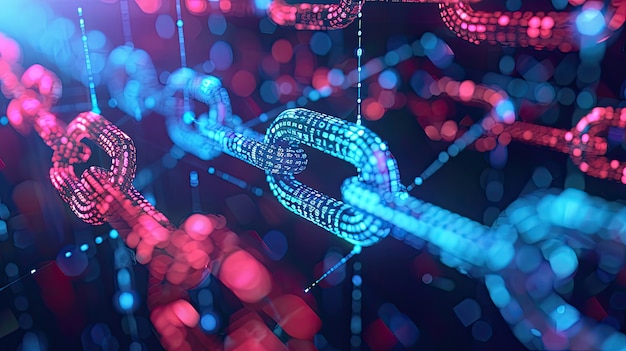 Renderización 3D de la tecnología blockchain