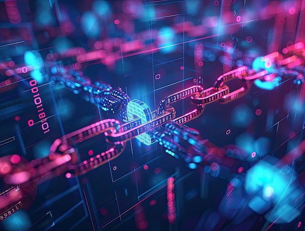 Renderización 3D de la tecnología blockchain