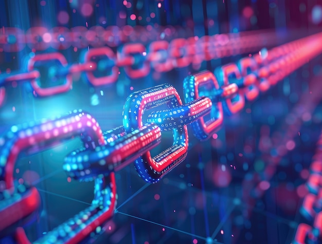 Renderización 3D de la tecnología blockchain