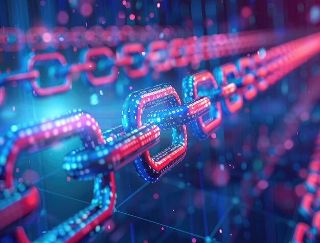 Renderización 3D de la tecnología blockchain