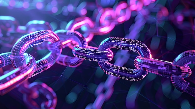 Renderización 3D de la tecnología blockchain