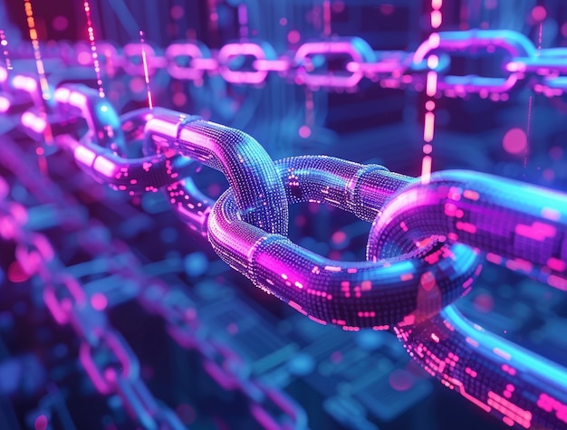 Renderización 3D de la tecnología blockchain