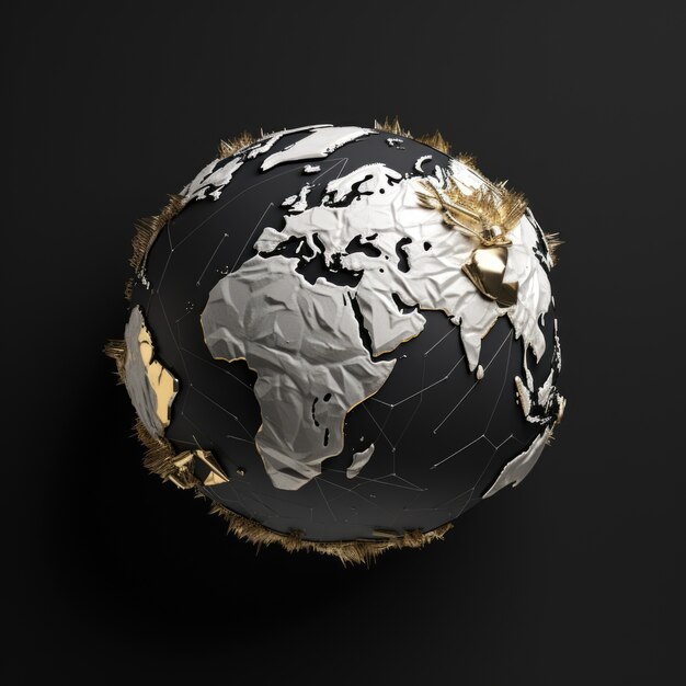 Renderización en 3D de la Tierra oscura en el espacio