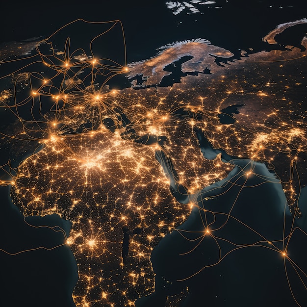 Renderización en 3D de la Tierra oscura en el espacio