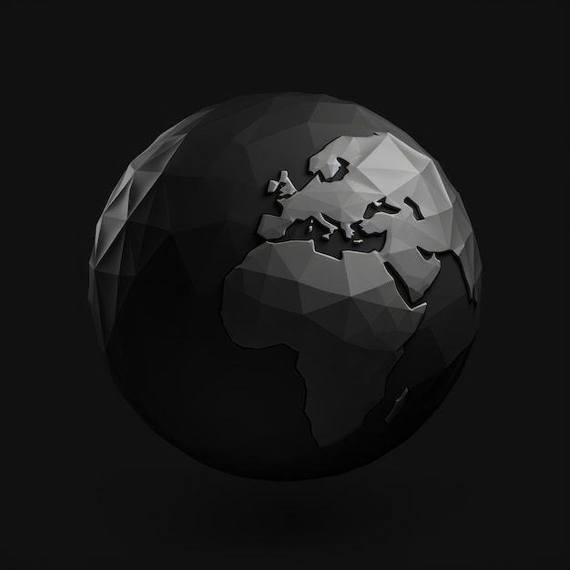 Renderización en 3D de la Tierra oscura en el espacio