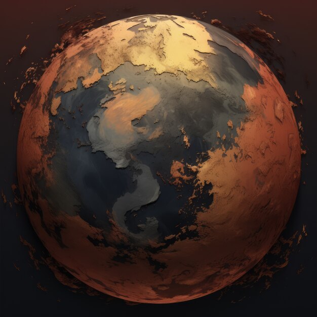 Renderización en 3D de la Tierra oscura en el espacio
