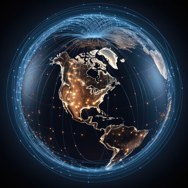 Renderización en 3D de la Tierra oscura en el espacio