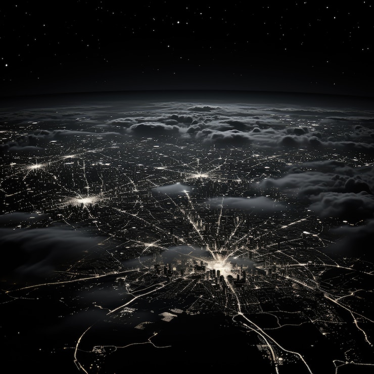 Foto gratuito renderización en 3d de la tierra oscura en el espacio