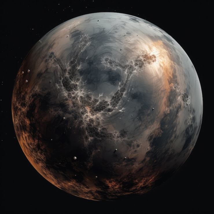 Foto gratuito renderización en 3d de la tierra oscura en el espacio
