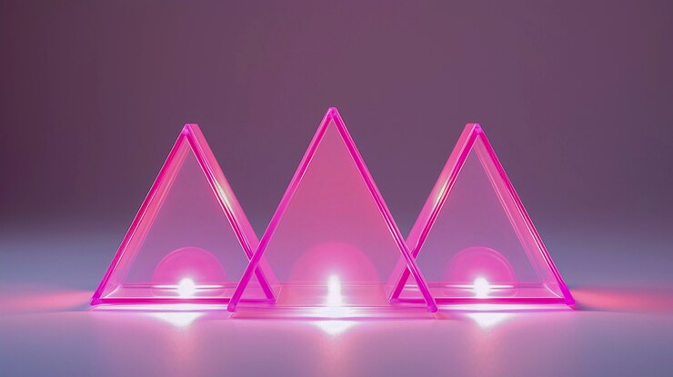 Foto gratuito renderización en 3d del triángulo de neón