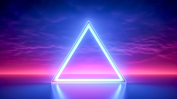Foto gratuito renderización en 3d del triángulo de neón