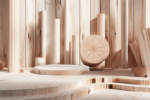 Renderización en 3D de troncos de madera