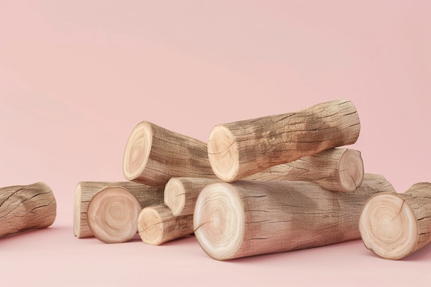 Renderización en 3D de troncos de madera