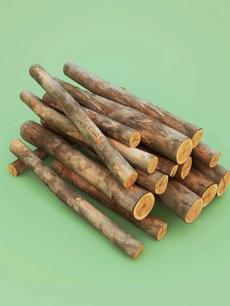 Foto gratuita renderización en 3d de troncos de madera