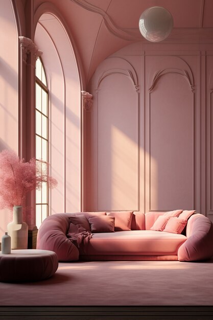 Renderización del elegante interior neoclásico