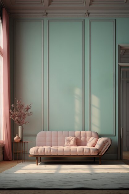 Renderización del elegante interior neoclásico