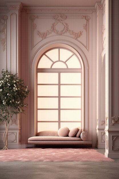 Renderización del elegante interior neoclásico