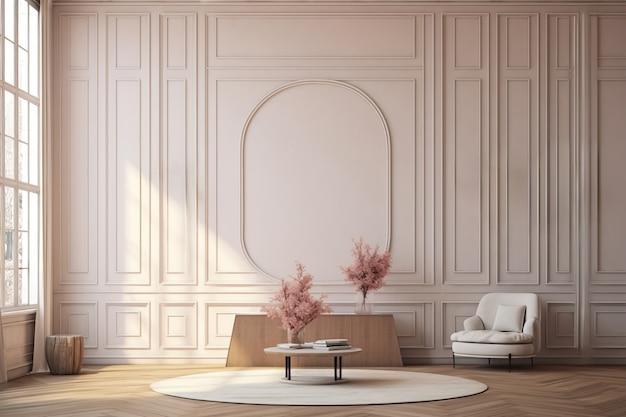 Renderización del elegante interior neoclásico