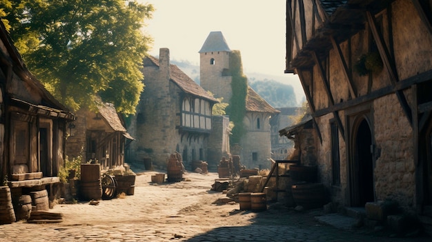 Foto gratuita renderización histórica medieval del paisaje