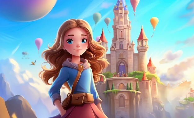 Renderización de la ilustración de una escena de fantasía de dibujos animados