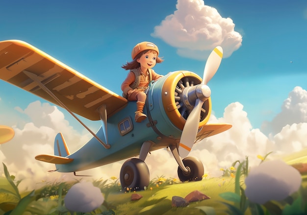 Renderización de la ilustración de una escena de fantasía de dibujos animados