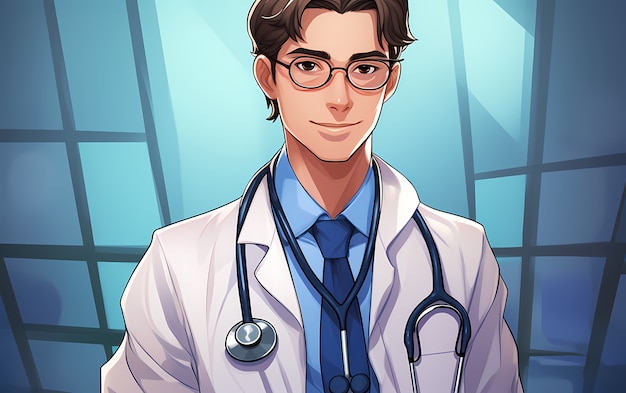 Foto gratuita renderización de un médico de anime en el trabajo