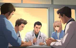 Foto gratuita renderización de médicos de anime en el trabajo