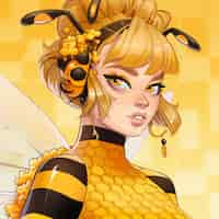 Foto gratuita renderización del personaje de anime de abeja