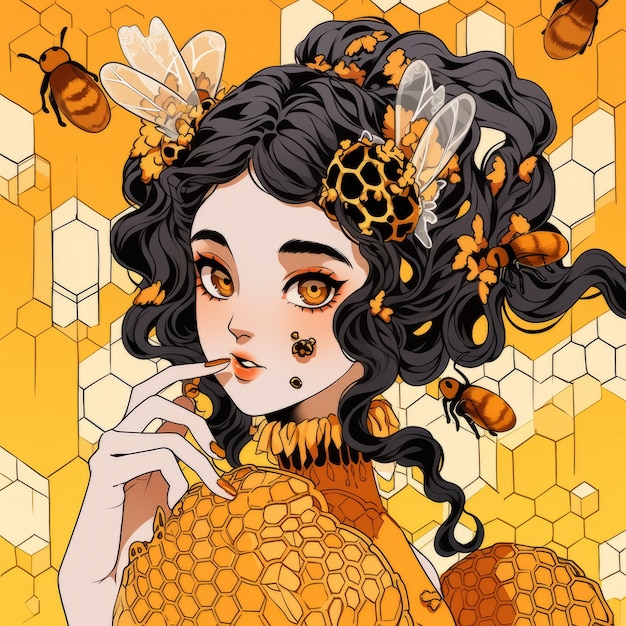 Foto gratuita renderización del personaje de anime de abeja