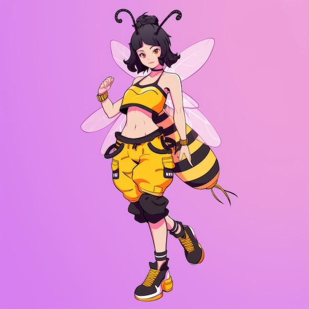 Foto gratuita renderización del personaje de anime de abeja