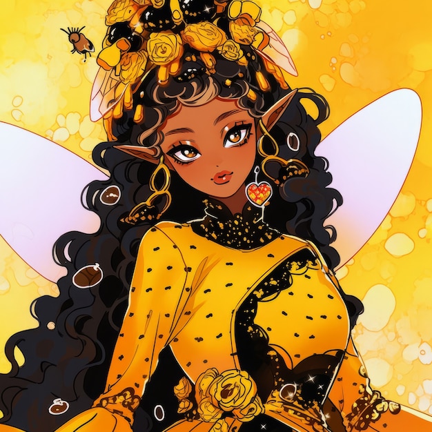 Foto gratuita renderización del personaje de anime de abeja