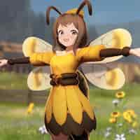 Foto gratuita renderización del personaje de anime de abeja