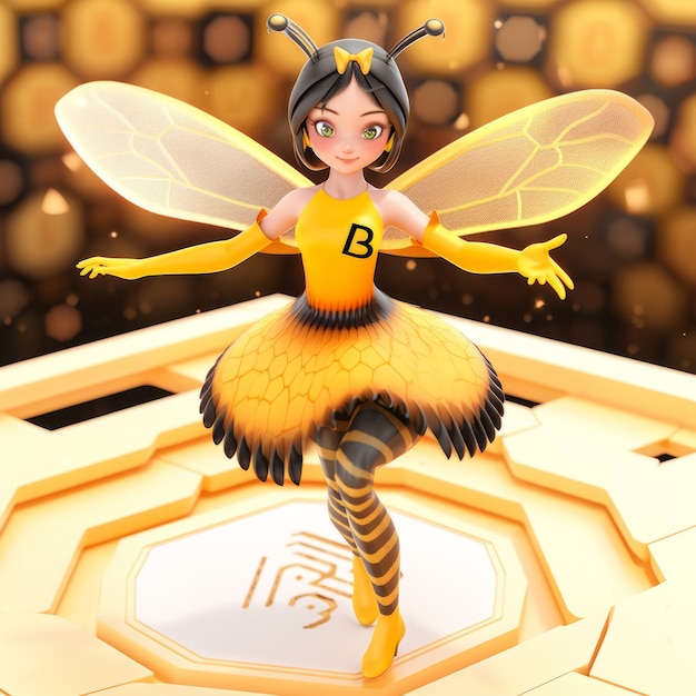Foto gratuita renderización del personaje de anime de abeja