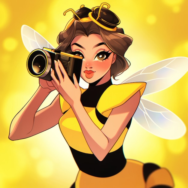 Foto gratuita renderización del personaje de anime de abeja