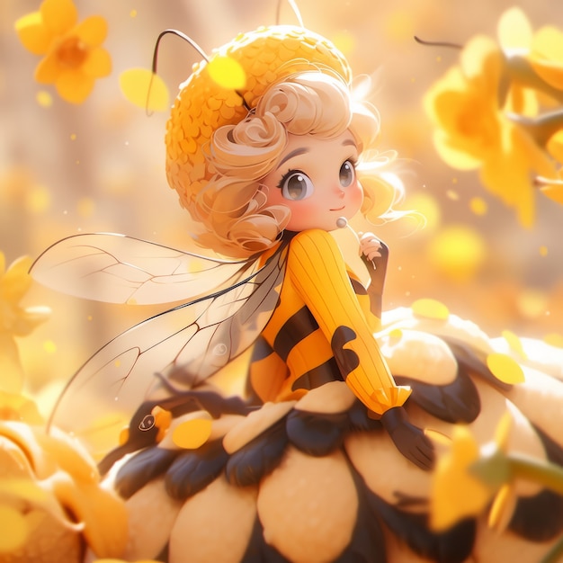 Foto gratuita renderización del personaje de anime de abeja