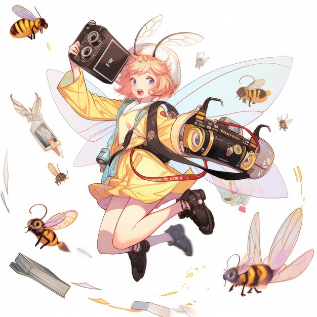Renderización del personaje de anime de abeja