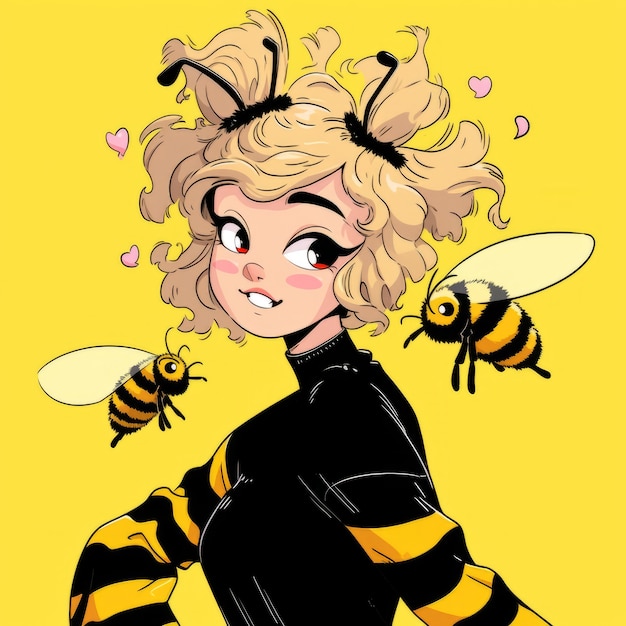 Foto gratuita renderización del personaje de anime de abeja