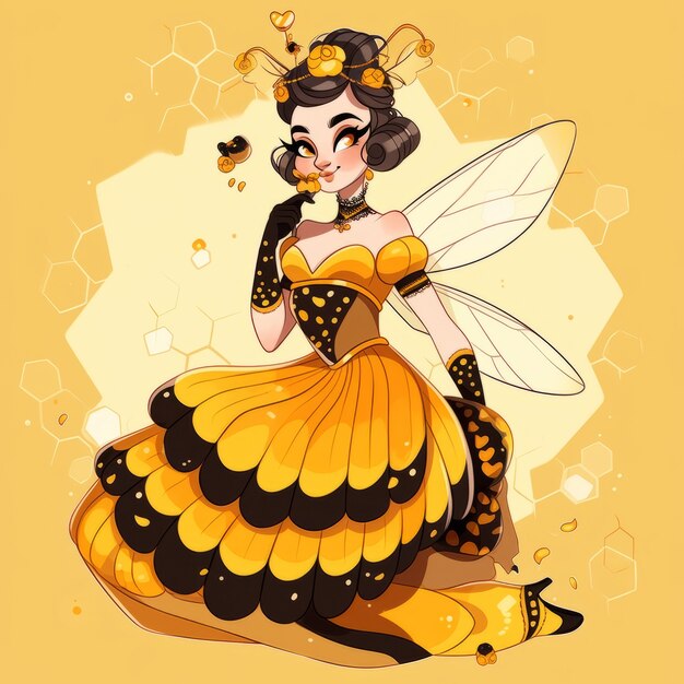 Renderización del personaje de anime de abeja