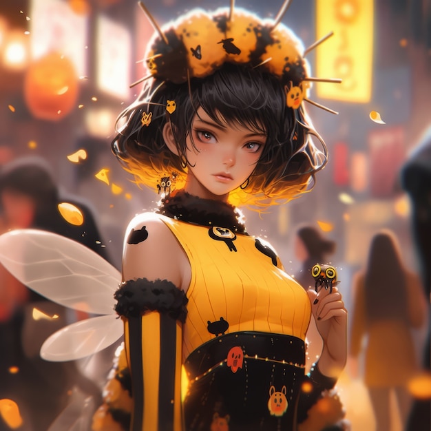 Foto gratuita renderización del personaje de anime de abeja