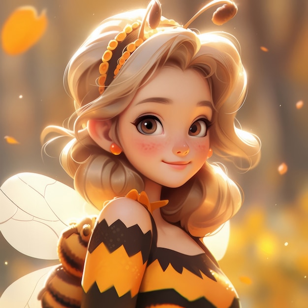 Foto gratuita renderización del personaje de anime de abeja