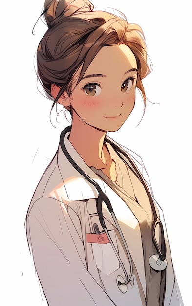 Foto gratuita renderización del retrato del médico del anime