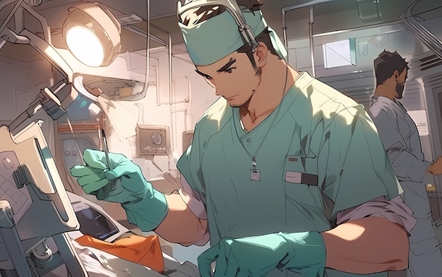 Foto gratuita renderización del retrato del médico del anime