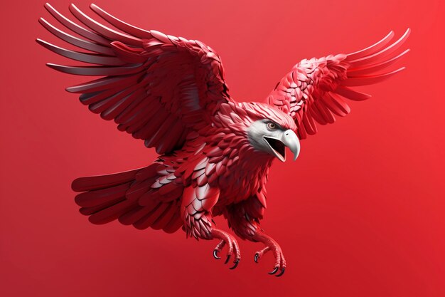 Renderizado en 3D de un águila con las alas abiertas