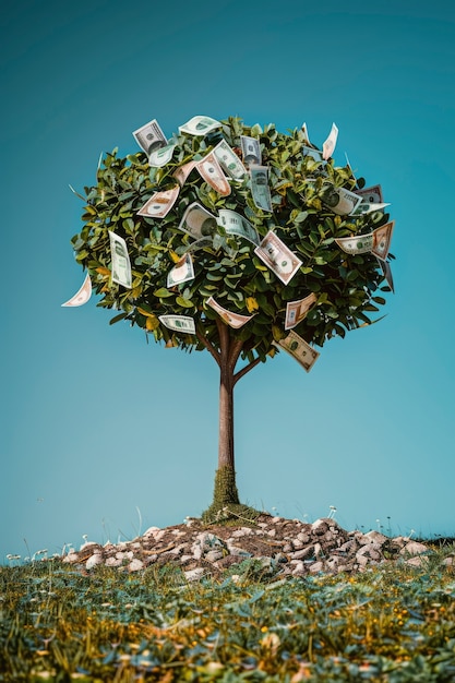 Foto gratuita renderizado en 3d del árbol del dinero