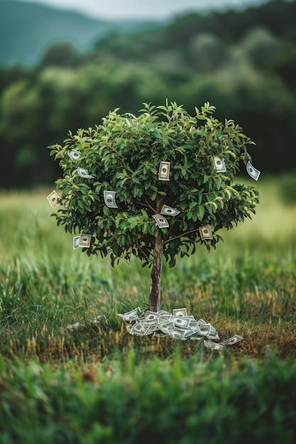 Foto gratuita renderizado en 3d del árbol del dinero